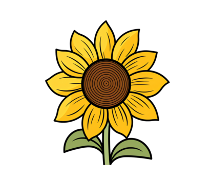 a yellow sunflower with green leaves - Powered by Adobe
