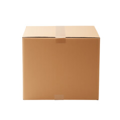 a brown box with tape on it