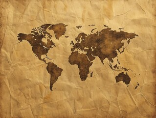 World map on paper