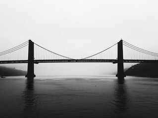 Obraz premium Bridge spanning water, boat below