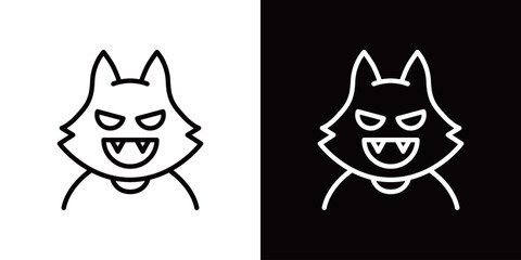 シンプルな狼男の線画ベクターアイコン