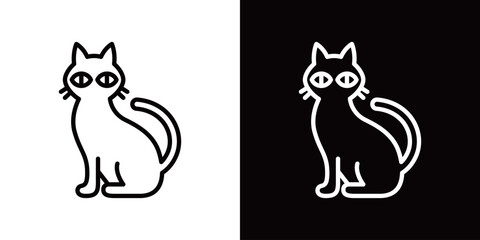 シンプルな黒猫の線画ベクターアイコン