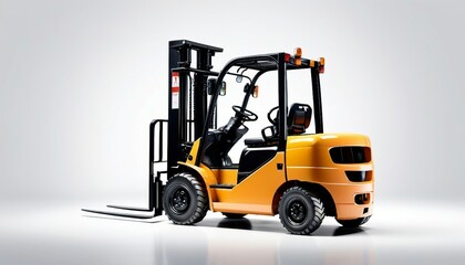 Naklejka premium forklift truck, isolated white background, glossy ground 
