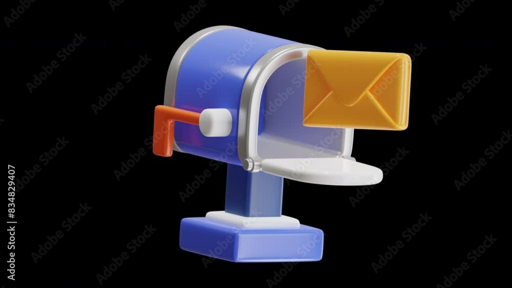 Poster 3d animation of post box secures mail | alpha channel