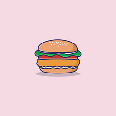 Hand Drawn crispy Burger Illustration