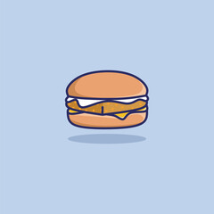 Illustration Vector Crispy Burger on Colorful Background