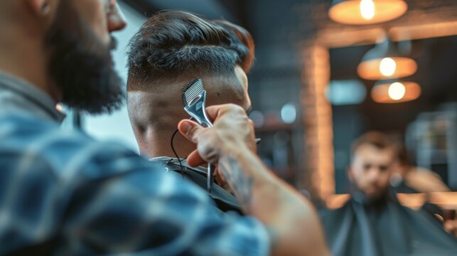 Personalized Summer Haircut: A Skilled Barber Providing a Custom Style for a Male Client, 4K HD Wallpaper