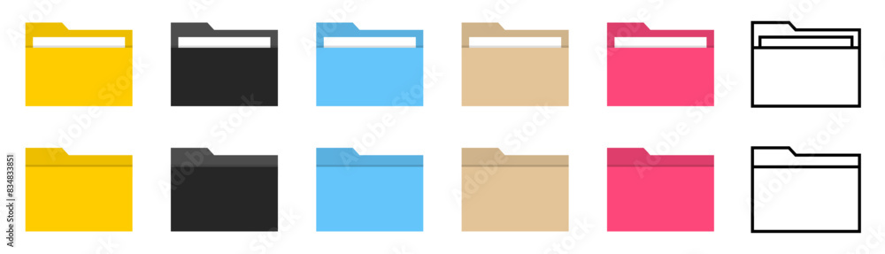 Poster folders icon set. file folder flat vector icon isolated on a white background. documents for compute