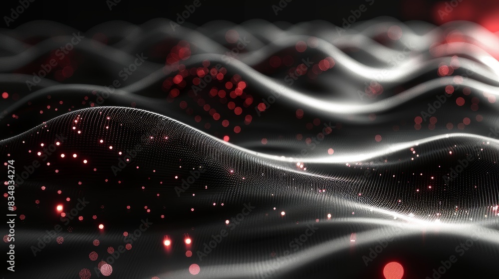 Poster this is a captivating abstract image featuring a dynamic pattern of red lights on a smooth, wave-lik