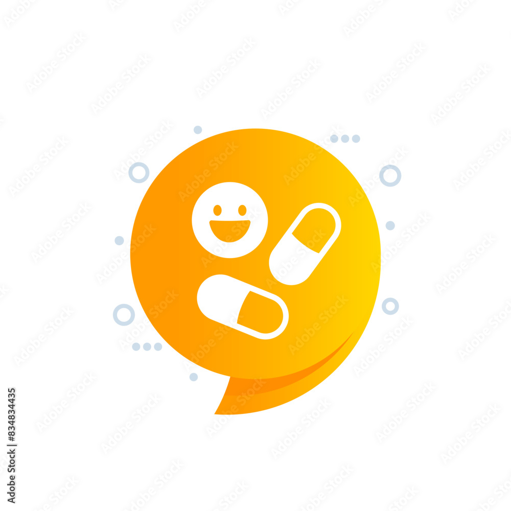 Poster antidepressant pills vector icon, depression treatment