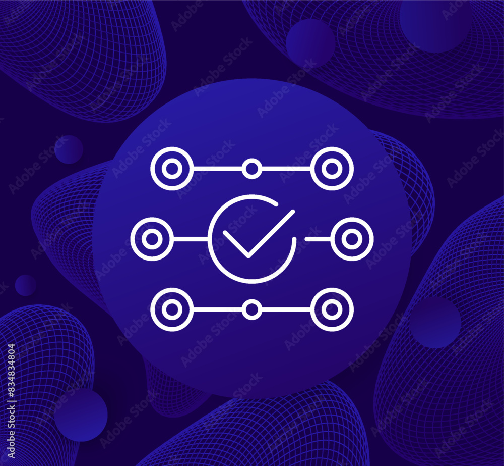 Poster streamline process icon, parallel operations linear design