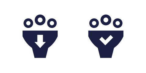suction or absorption icons, pictograms on white