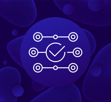 streamline process icon, parallel operations linear design
