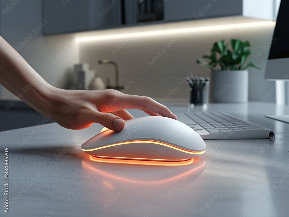 Aufkleber person utilizing computer mouse on desk