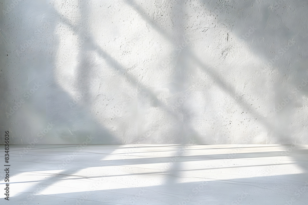 Aufkleber minimal abstract light gray background for product presentation. shadow and light from windows on pl