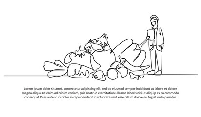 Continuous one line design of research on food safety.Minimalist style vector illustration on white background.