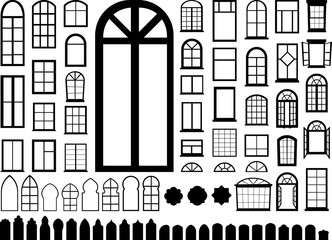Arch Window Clipart Set of Vector 