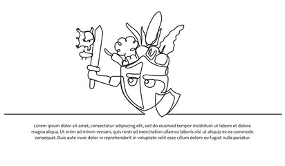 Continuous one line design of Food hygiene.Minimalist style vector illustration on white background.