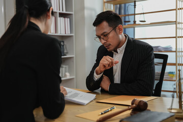 Lawyer and team Talk and consult on solving problems and work related to legal work of lawyers