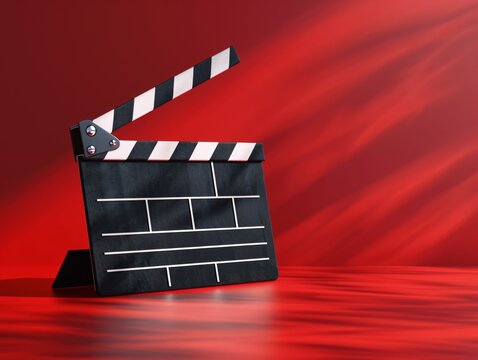 Close up clap board red surface