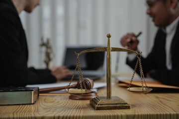lawyer or judge consult having team meeting with client, Law and Legal services concept