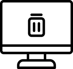 Computer trash monitor icon. 