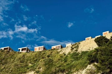 view of new built villas on top of  the coast in Durr&euml;s, near the shore of Adriatic Sea.