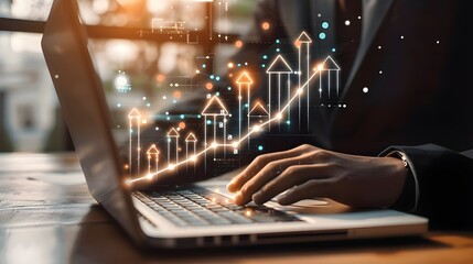 Real estate market growth, Increase money with investment property concept background. Business prosperity development, asset financial wealth, mortgage home loan management, mindset to passive income