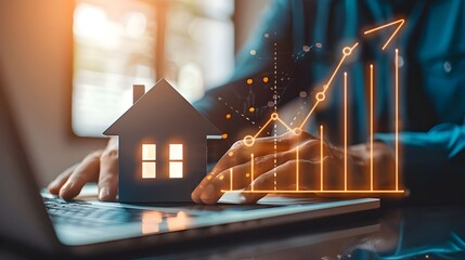 Real estate market growth, Increase money with investment property concept background. Business prosperity development, asset financial wealth, mortgage home loan management, mindset to passive income