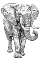 AI generated illustration of A massive Asian elephant levitating with trunk raised high