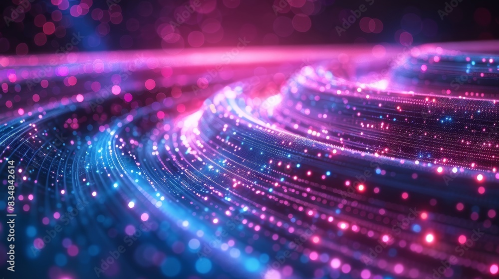 Poster abstract technology vortex with futuristic lights and data flow, representing innovation and ai