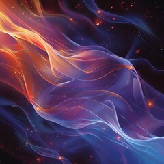 Colorful abstract background image of glowing curved lines against a dark background