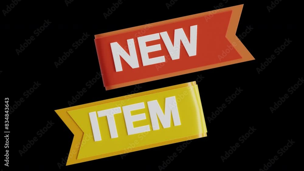 Poster 3d animation of new items added to collection | alpha channel
