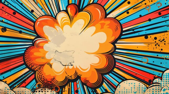 Bold comic book style explosion, superhero birthday invite, vibrant speech bubble for details