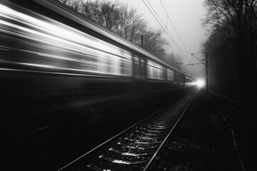 Speeding train captured with motion blur effect