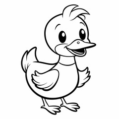 Adorable cartoon duckling drawing for kids, cute, charming, with a sweet and friendly character