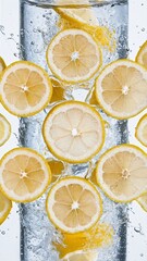 Lemon in Water on a White Background