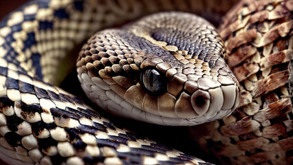 Fototapeta premium Fascinating snake portrait showcasing intricate patterns and textures