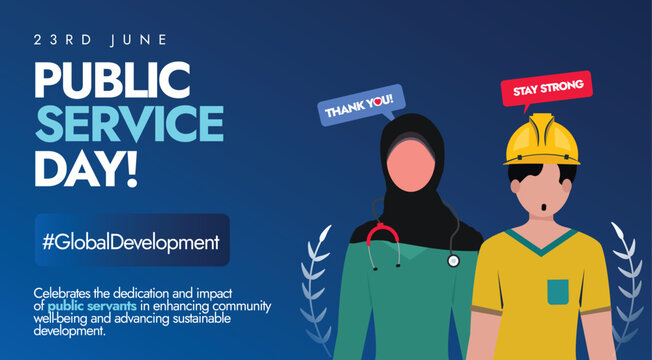 United Nations Public service day. 23rd day UN's public service day banner, post with UN servants to recognise the work of public servants, encourage young people to pursue career in the public sector - Powered by Adobe
