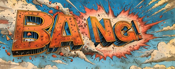 Explosive comic-style artwork with the word BANG in bold colorful font