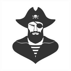 Pirate face graphic icon. Pirate sign isolated on white background. Vector illustration