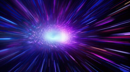 Abstract flight in retro neon hyper warp space in the tunnel 3d