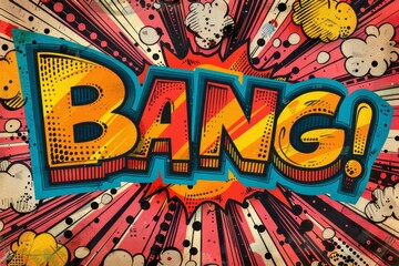 Bold comic style 'BANG' expression with vibrant colors and explosive design