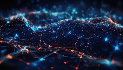 Abstract futuristic technology with polygonal shapes on dark blue background