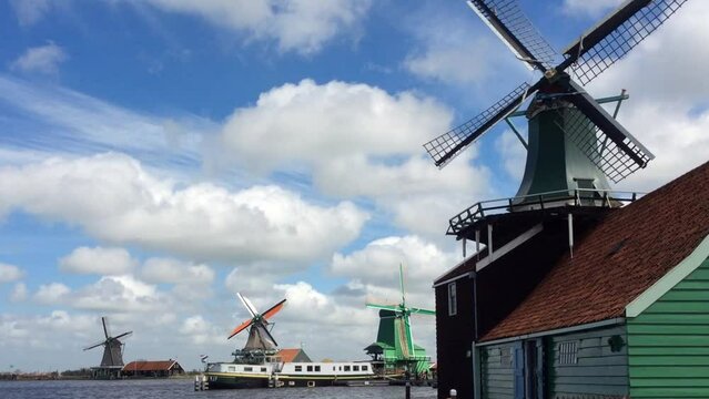 Zaanse Schans traditional windmill, Netherlands Amsterdam alternative energy