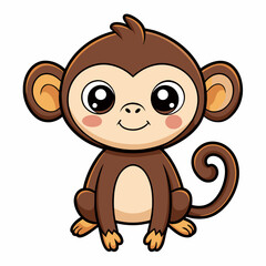 Adorable Cartoon Monkey Illustration perfect for kids and childrens graphic art projects