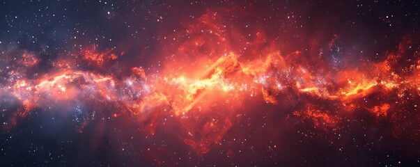 Fototapeta premium Red Nebula in Space With Stars