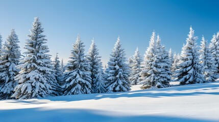 Fototapeta premium snow-covered fir trees image