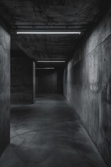 Fototapeta premium An old factory with dark, empty rooms and hallways