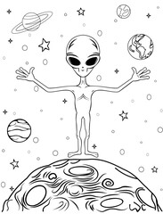 children's coloring book of cartoon aliens  